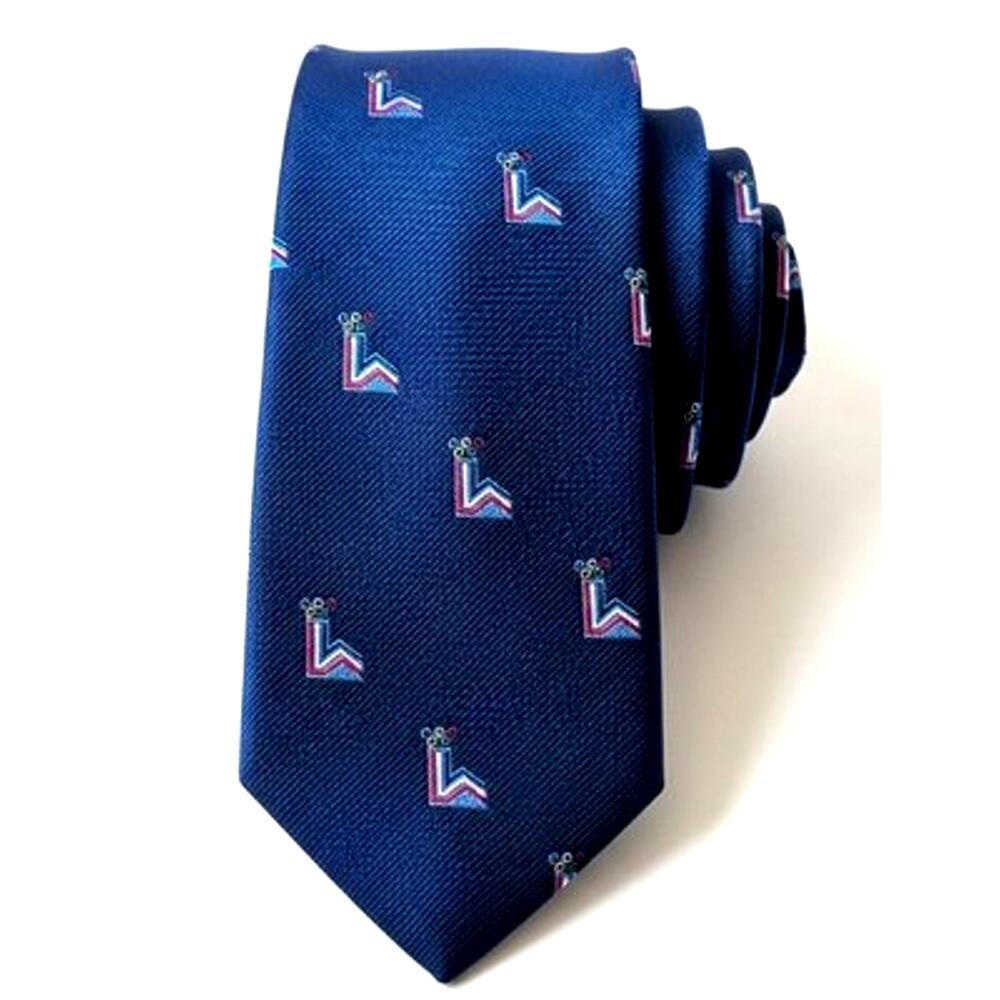 VTG 80s Winter Olympics Tie Lake Placid Miracle on Ice Retro Geometric AOP USA